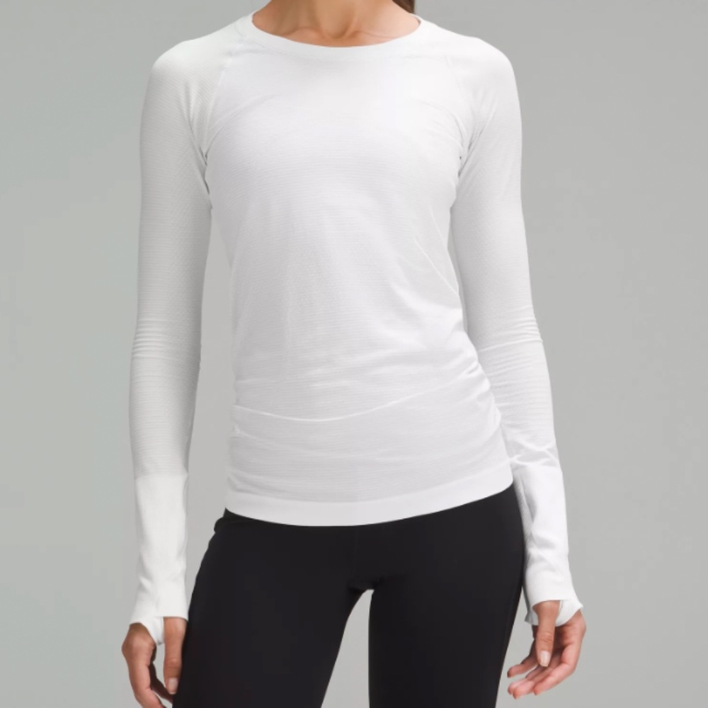 lululemon swiftly tech long sleeve white size 8, great condition